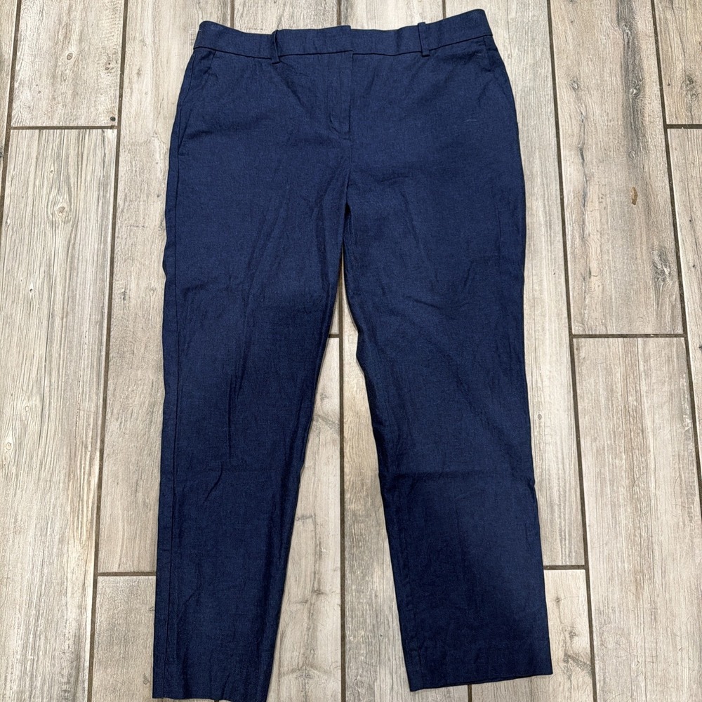 Ann Taylor Straight Leg Ankle Pants‎ Dark Blue Chambray Size 8